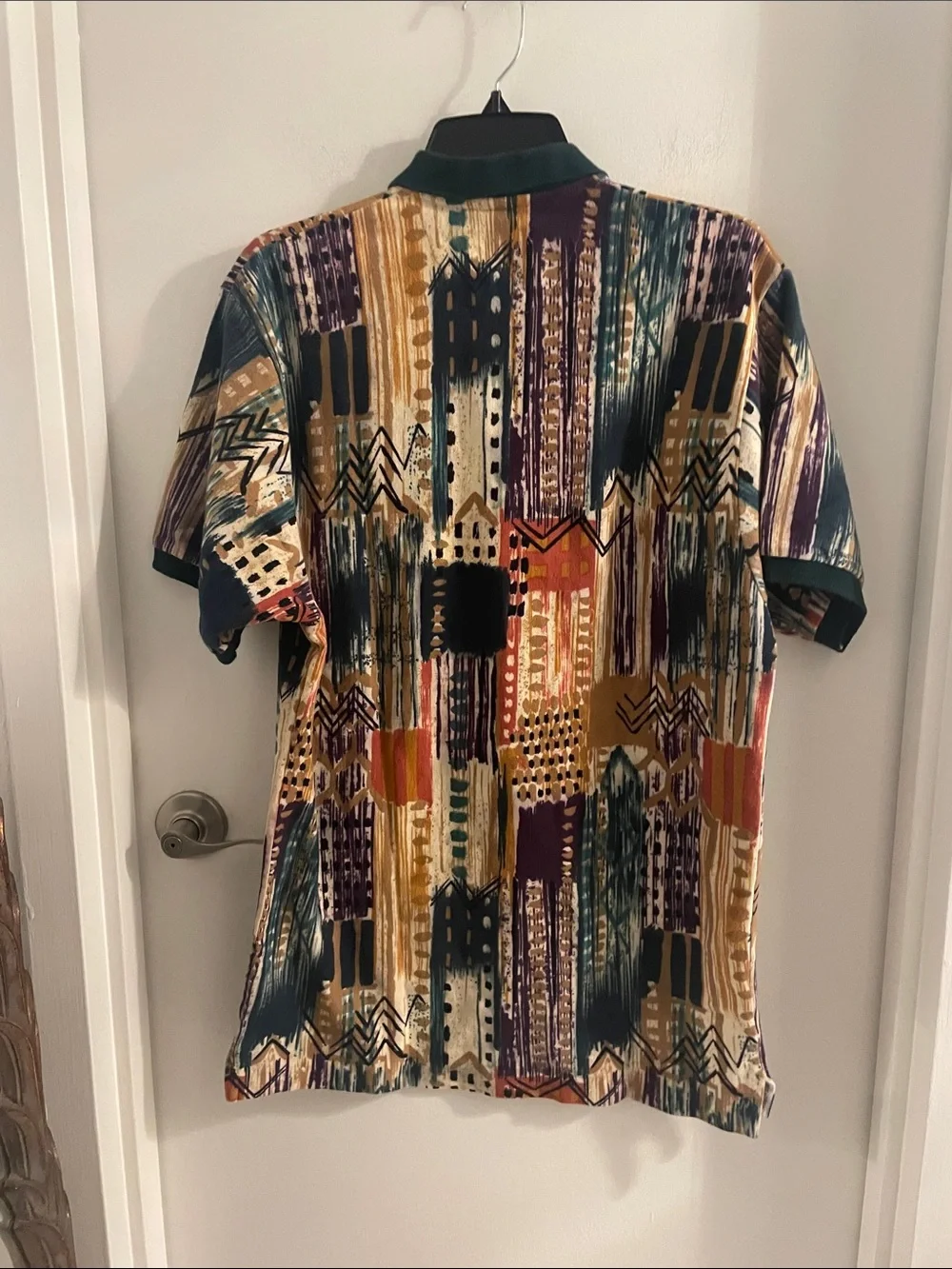NWOT VTG 90's Chaps Ralph Lauren Large Multicolor cotton Aztec S/S Polo Shirt